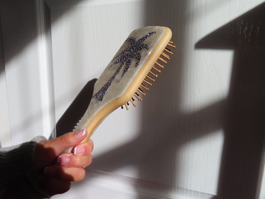 Palm Tree bedazzled Bamboo Large Paddle Hair Brush